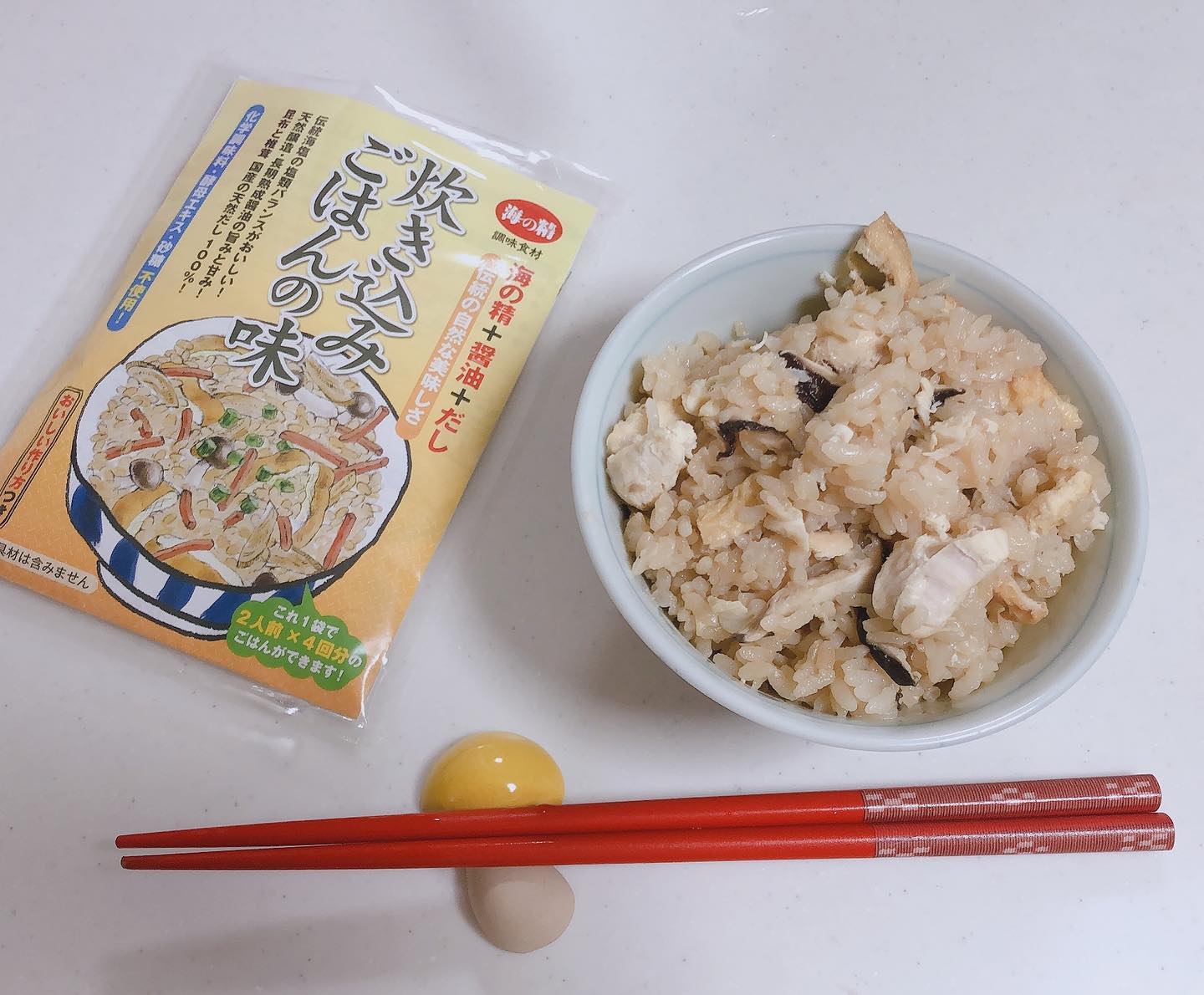 口コミ投稿：きのこたっぷり秋ごはん  海の精　炊き込みごはんの味を使用して夕食を作ってみまし…