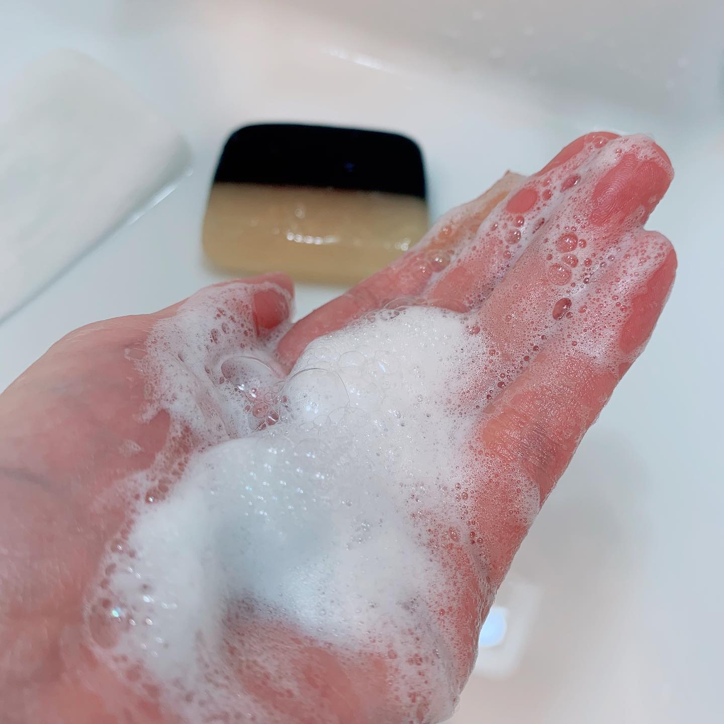 口コミ投稿：石鹸屋さんの自家製石鹸。マルシェボンマイルドな優しい泡で、フワフワ洗顔するのが…