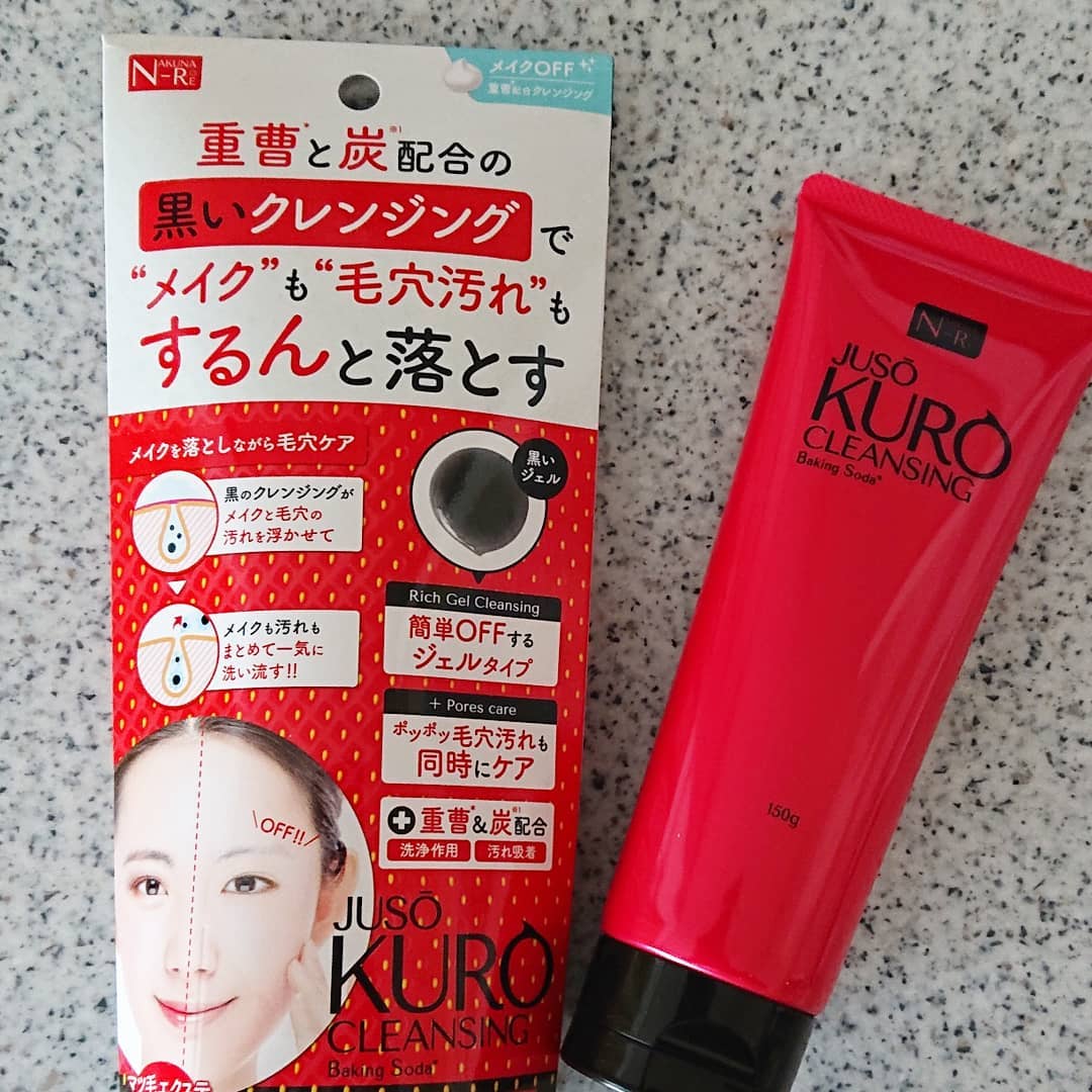 口コミ投稿：JUSO KURO CLEANSING（重曹クレンジング）です。重曹と炭のダブル効果で、黒いジェル…