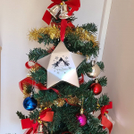 今日のお昼は#ピザの#デリバリー楽チン🙌貞兄からもらった#クリスマスツリーを飾り、、のんびりおやつ☕今日のおやつはどちらもいただきもの❤#ブラウ…のInstagram画像