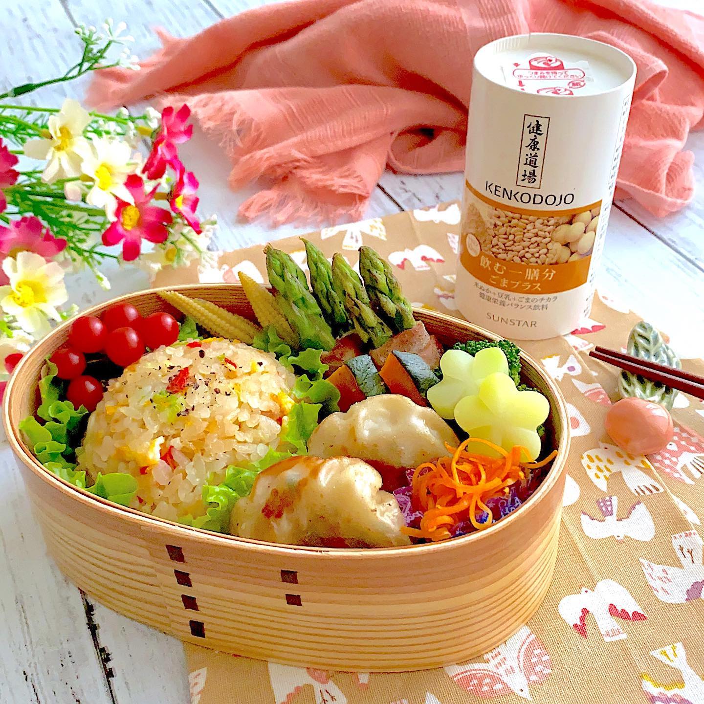 口コミ投稿：こんばんは😊..#今日のお弁当#チャーハン弁当・チャーハン・アスパラベーコン・ヤング…