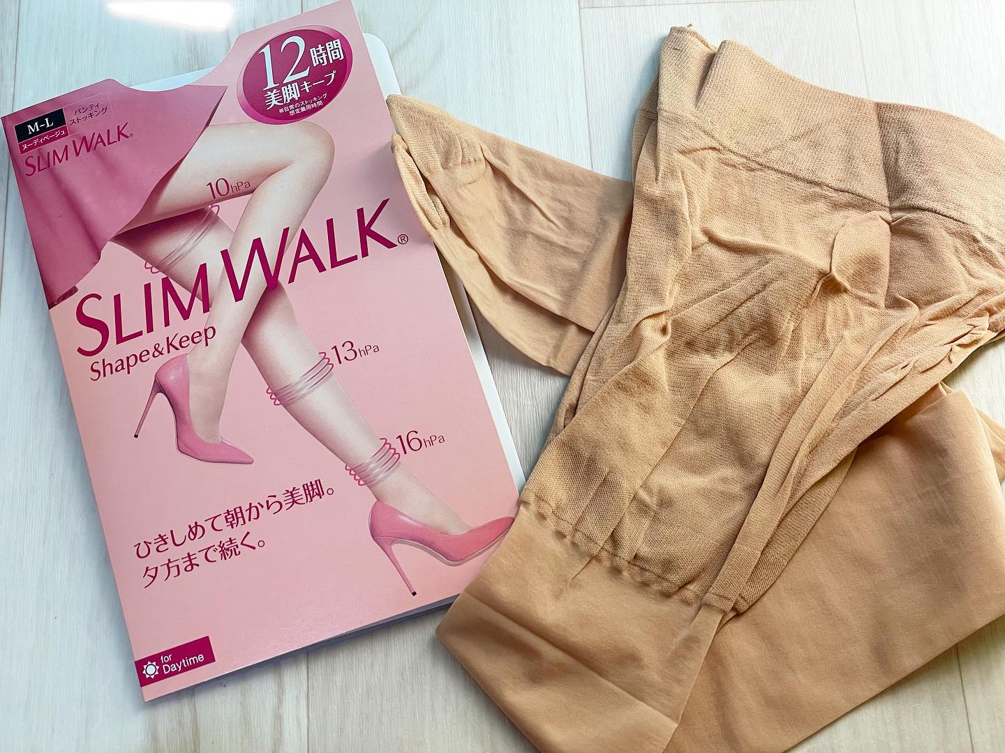 口コミ投稿：スリムウォーク着圧ストッキングのシェイプアンドキープを試してみました。色はヌー…