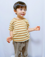 ..＠nissen_kids_officialボーダー半袖Tシャツ⸝⋆.size:100cmcolor:ブラウン.安定のボーダーは毎年何着か購入👦ブラウン系は初…のInstagram画像