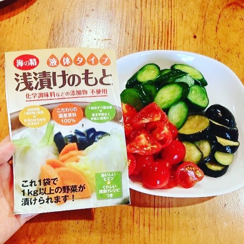 口コミ投稿：「海の精　浅漬けのもと」（液体タイプ）を使って野菜の浅漬けを作ってみたよ✨伝統海…