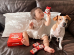 ⁡⁡⁡⁡⁡⁡⁡⁡⁡スマイルビスコ 🍪⁡⁡姉妹と愛犬のオリジナルビスコが届いたよぉ👶🏻👧🏻🐶めちゃくちゃ可愛くて姉妹大興奮✨🐶もこれ私？と不思議そ…のInstagram画像