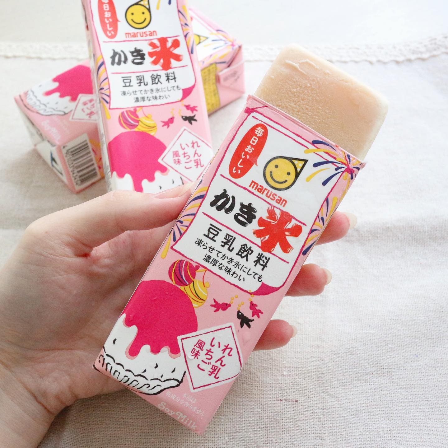 口コミ投稿：.@marusanai_official.マルサンの豆乳飲料 かき氷れん乳いちご風味を飲んでみました💗…