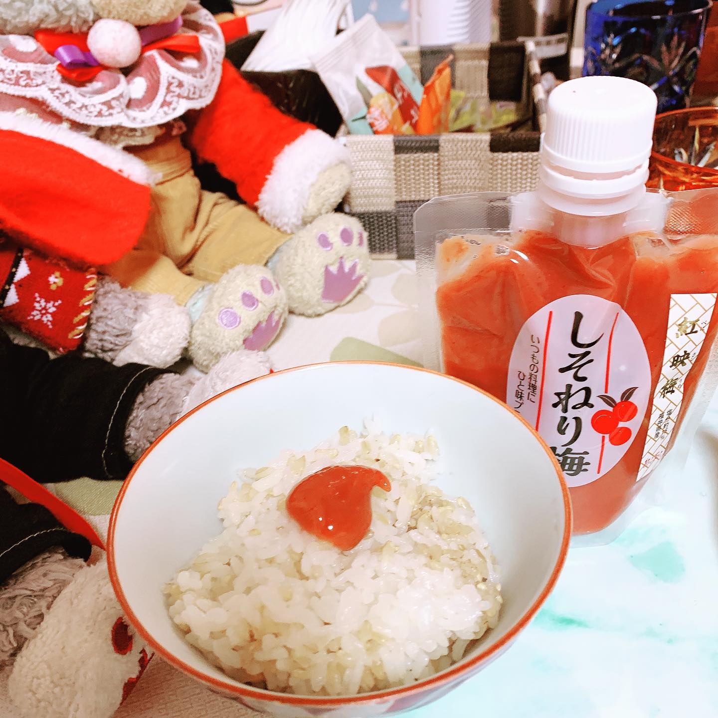 口コミ投稿：#紀乃家 さんの、しそねり梅をお試しさせていただきました！梅うめぇ！！！玄米ご飯…