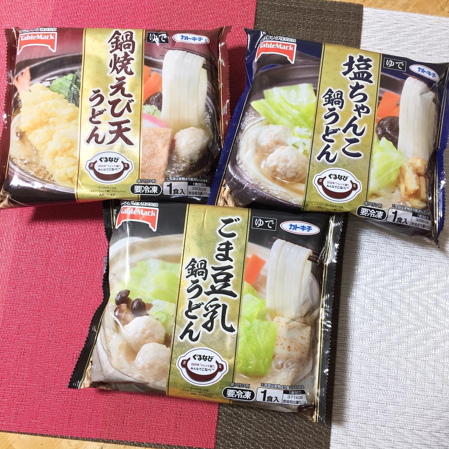 口コミ投稿：♩¨̮⑅*♡ テーブルマーク 鍋焼えび天うどん・ごま豆乳鍋うどん・塩ちゃんこ鍋うどん ♩¨…