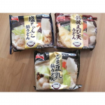 テーブルマーク鍋焼えび天うどんごま豆乳鍋うどん塩ちゃんこ鍋うどん３種類をお試しさせて頂いたよ〜〜🧡お鍋にお水を入れて、タレをいれてうどんを入れるだけ❤️子どもたちに人気…のInstagram画像