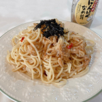 .*･ﾟ　おうちcooking🏠🍝テーブルランドのにんにくなめ茸を使って和風ペペチ作ったよ🥰・パスタ麺…200g・にんにくなめ茸…大さじ4～6・ニンニクチューブ…なくて…のInstagram画像