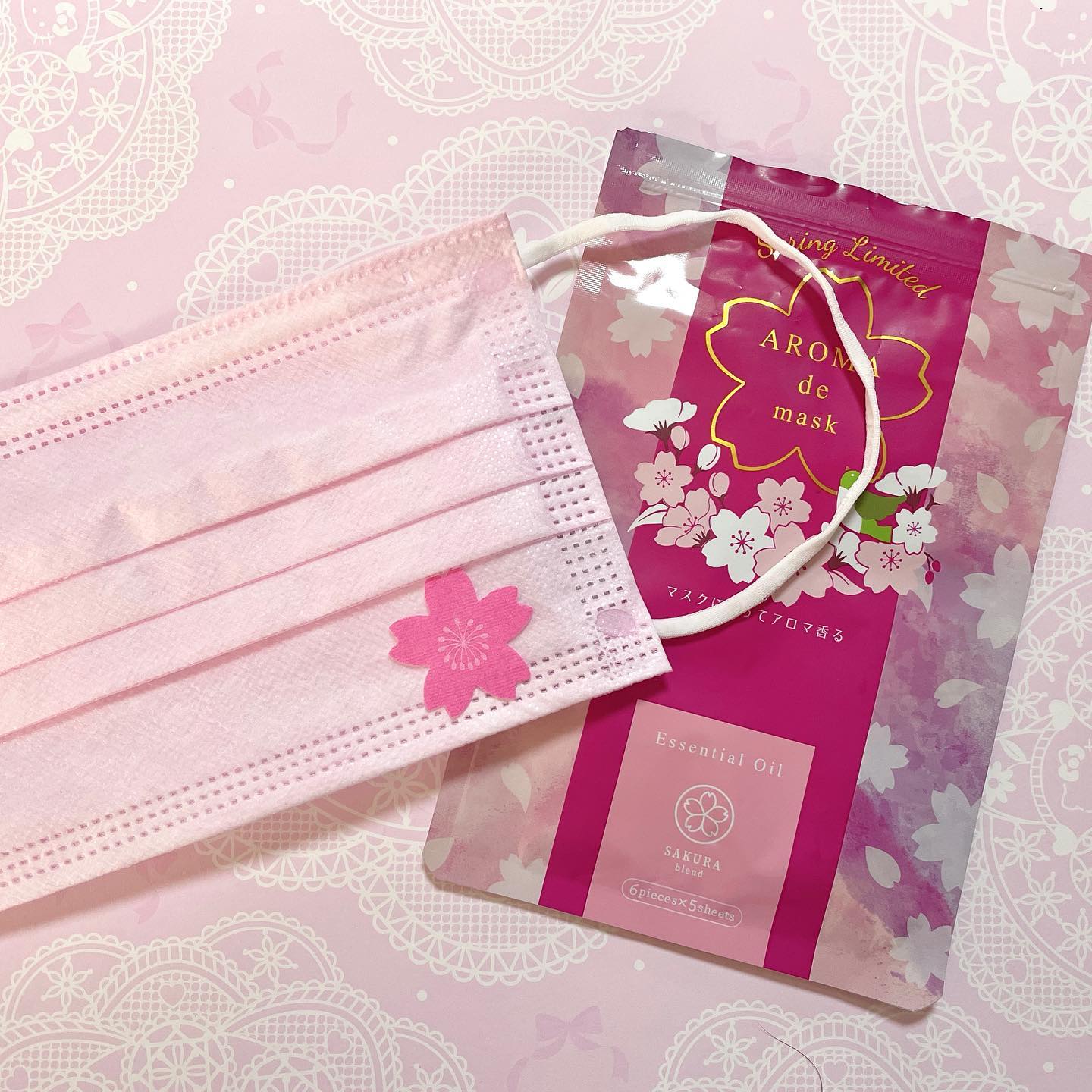 口コミ投稿：アロマdeマスク桜限定デザイン6枚入り ¥600円30枚入り ￥2,200円@aroma_de_mask ウェ…