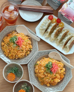 𓅿⁡✎キムチチャーハン✎餃子✎野菜をMOTTOさまのスープ⁡▹◃┄▸◂┄▹◃┄▸◂┄▹◃┄▸◂┄▹◃⁡@yasai_first  さまのスープとキムチチャーハンでお昼ご…のInstagram画像