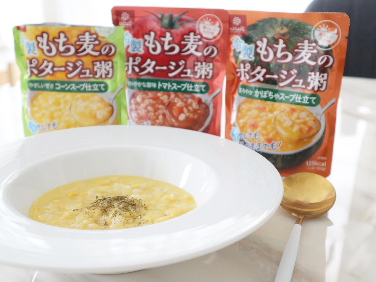口コミ投稿：..@hakubaku_official 株式会社はくばく様の冷製もち麦のポタージュ粥　3個セット（…