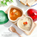 .今日のランチはLACOOK MARCHE ラコックマルシェ⋆⸜ もち麦スープ ⸝⋆　　　　　　　　　　　　　　　　　　お水を入れてレンチン5分で簡単！１杯約200kc…のInstagram画像