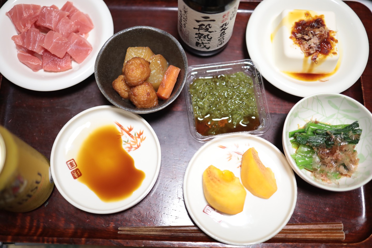 口コミ投稿：11/24は「和食の日」。昨日の夕食は正田二段熟成しょう300mlを使ってまぐろの刺身と…