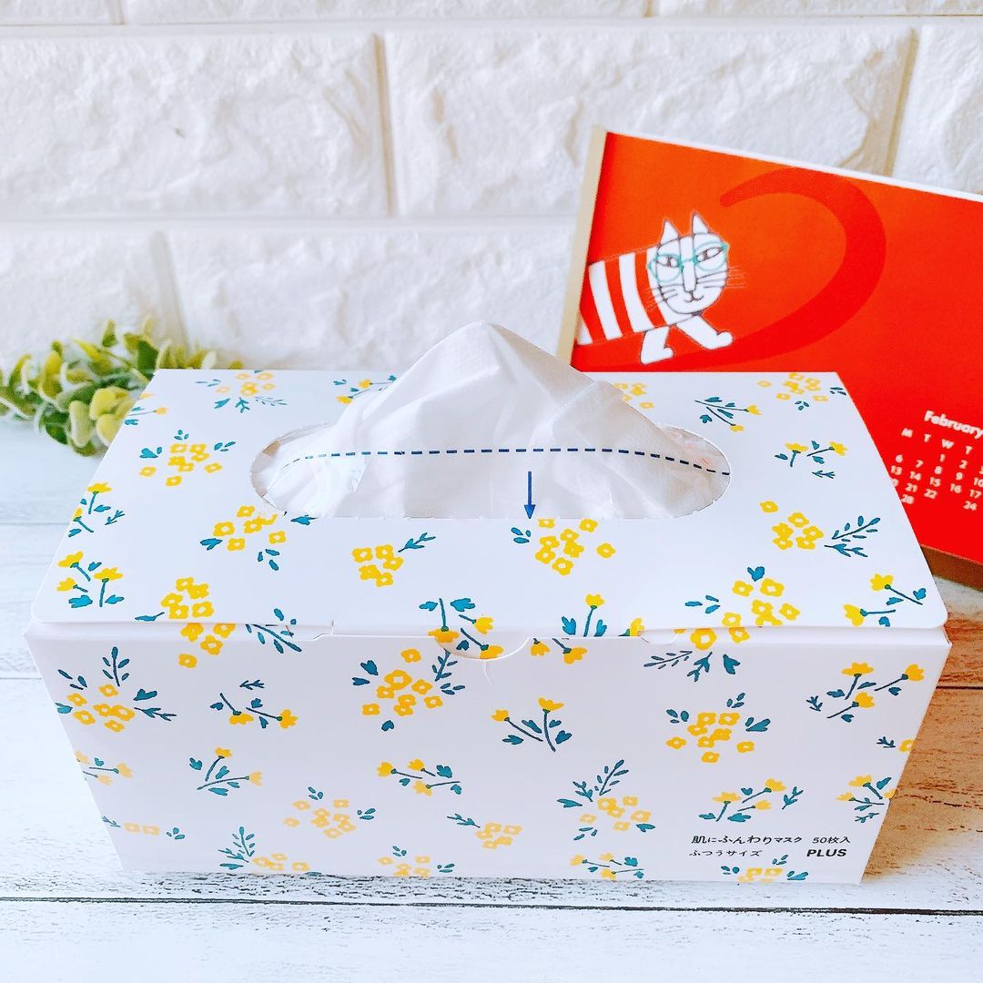 口コミ投稿：･.｡*･.｡*花柄パッケージデザインが可愛い❁⃘3層式不織布マスク✨ティッシュみたいにマ…