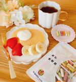 ꕤ 飲む粉野菜❶•.¸¸¸.☆今日は、フルーツとホットケーキと紅茶のセットの朝ごはんと一緒にこちらのサプリを飲みました‎♪ْ˖⋆野菜不足にぴったりなサプリです✧༚Ơ̴̴̴̴̴̴͡ ᴗ Ơ̴̴͡…のInstagram画像