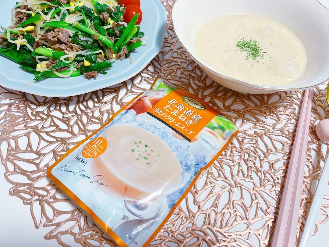 口コミ投稿：北海道産のたまねぎの冷製スープ💓冷蔵庫で冷やして、お皿に注ぐだけで美味しい濃厚ス…
