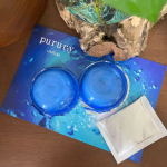 purury（u0040utukcia ）炭酸パックを使ってみました🌼ジェルが入ってるブルーのケースにはジェルが入っていて、粉末と混ぜます。その後厚めに顔に塗って20分～30分パックします🥰…のInstagram画像