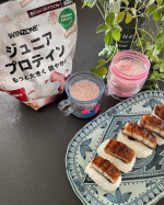 haru_beautifulWINZONE ジュニア プロテイン 1袋（600g）おいしいミルクココア風味最近、毎朝こどもたちに飲ませてるのがこちら✨今朝は昨日の残りのうなぎを握りの上…のInstagram画像