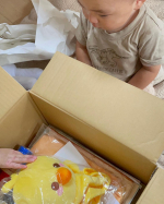べピパエドュ！悠愛用で１歳5ヶ月教材をやってみた🐣ダンボールの中には📦教材がたくさん！絵本もしっかりしてるし棒に通すやつも木製でしっかりしてた🤔ゆいとは棒に通すやつをお気に入…のInstagram画像