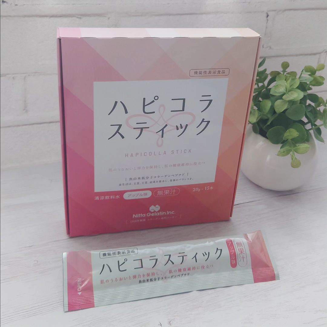 口コミ投稿：ハピコラスティックをいただき飲用しています。「肌のうるおいの保持」、「肌の弾力…