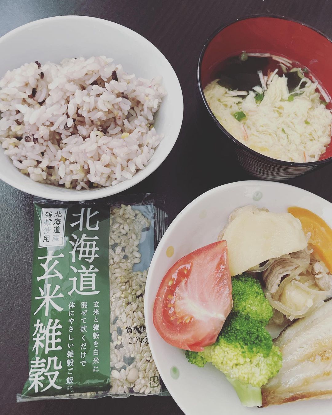 口コミ投稿：mii_dai今日の朝ごはん😊✨️北海道玄米雑穀を白米に混ぜて炊いてみたけど、これがすご…