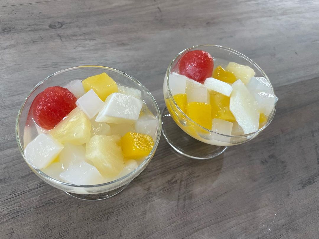 口コミ投稿：#オリゴのおかげ  でフルーツ牛乳かんてん🥛🍉🍍🩷..毎日毎日、我が家の兄弟は保育園から…