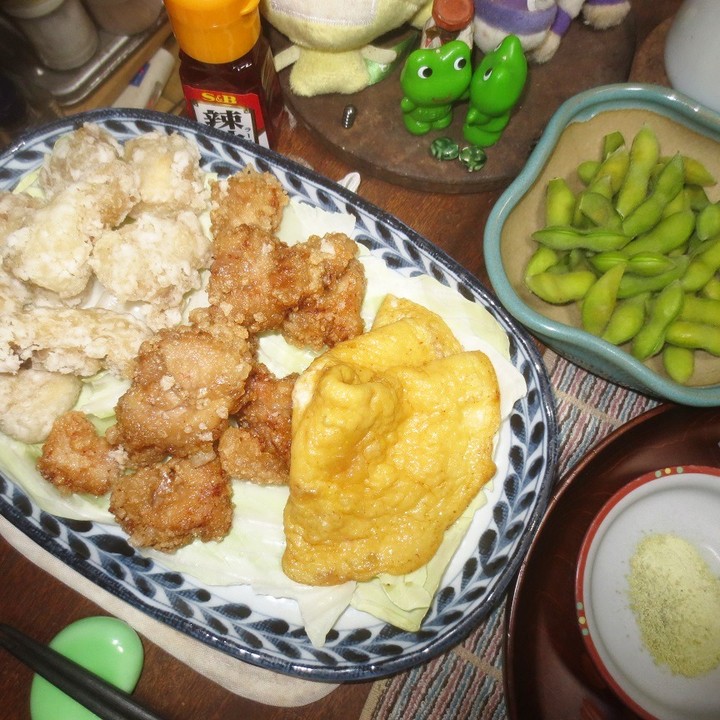 口コミ投稿：本日(20230831)のChuShock!😱業スの冷凍鶏もも肉で、「鶏もも肉唐揚2種盛り＆残粉揚げ…
