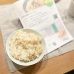 chibiumari今日のご飯は玄米いり🍚使ったのは【かなう玄米】をいただきました！白米と混ぜて玄米コースで炊飯しました😋プチプチの食感ともっちりしてて美味しいご飯に🍚玄米コースやからか…のInstagram画像