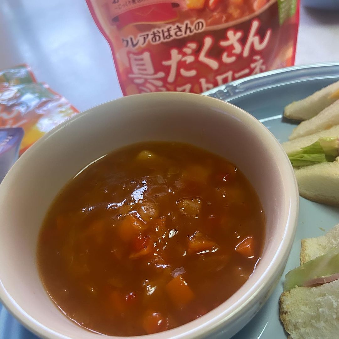 口コミ投稿：江崎グリコ レトルト食品具たくさんスープセットいただいてみました。レンジで加熱だ…