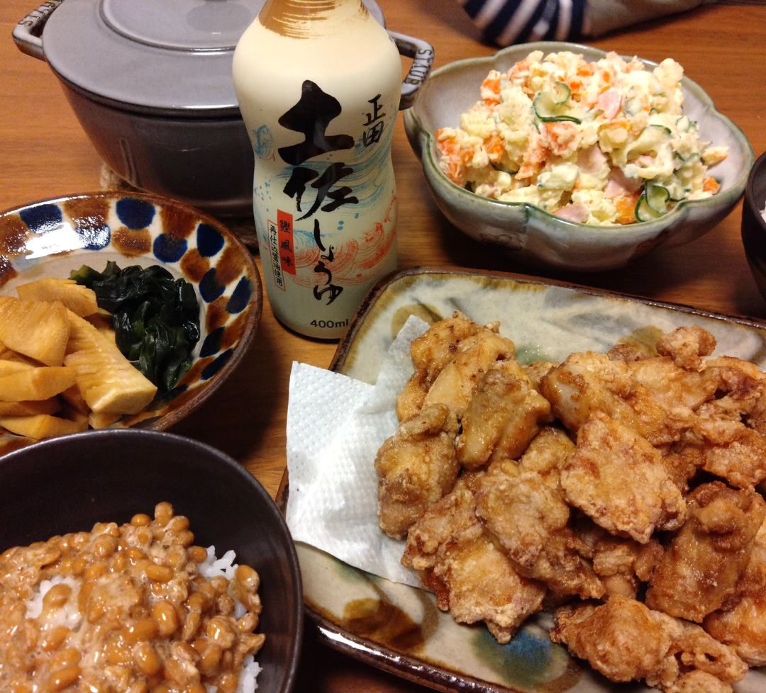 口コミ投稿：正田醤油さまの「正田 土佐しょうゆ」を使って、から揚げと若竹煮を作りました☺️💕か…