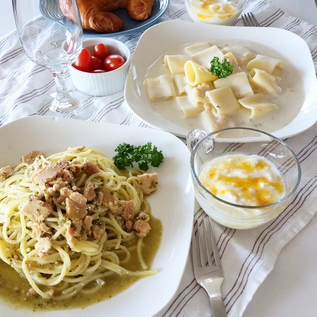口コミ投稿：*#今日のランチ 🍽️休日のランチはちょっと豪華に✨・北海道産たらこのペペロンチーノ…