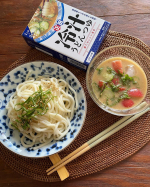今日のご飯うどん@shoda_shoyu1873 さまの大好きな麺でおいしい食卓シリーズ#冷汁うどんつゆ埼玉グルメ 郷土の味冷汁初めていただきました♪きゅうり、トマト、大葉、ゴ…のInstagram画像