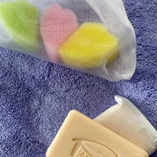 口コミ投稿：ビアベルピアソープ💓　泡立てチュッ（泡立てスポンジ&ネット）ハート型の目の粗さの…