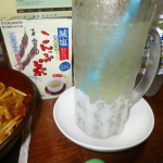 本日(20230715)のChuShock!😱　今日も今日とてアルモンで、　「もや肉団カリーパスタ」🍝　　お飲み物は、「甲類焼酎減塩こんぶ茶サワー」□(^〇^)　　松尾様に感謝。そ…のInstagram画像