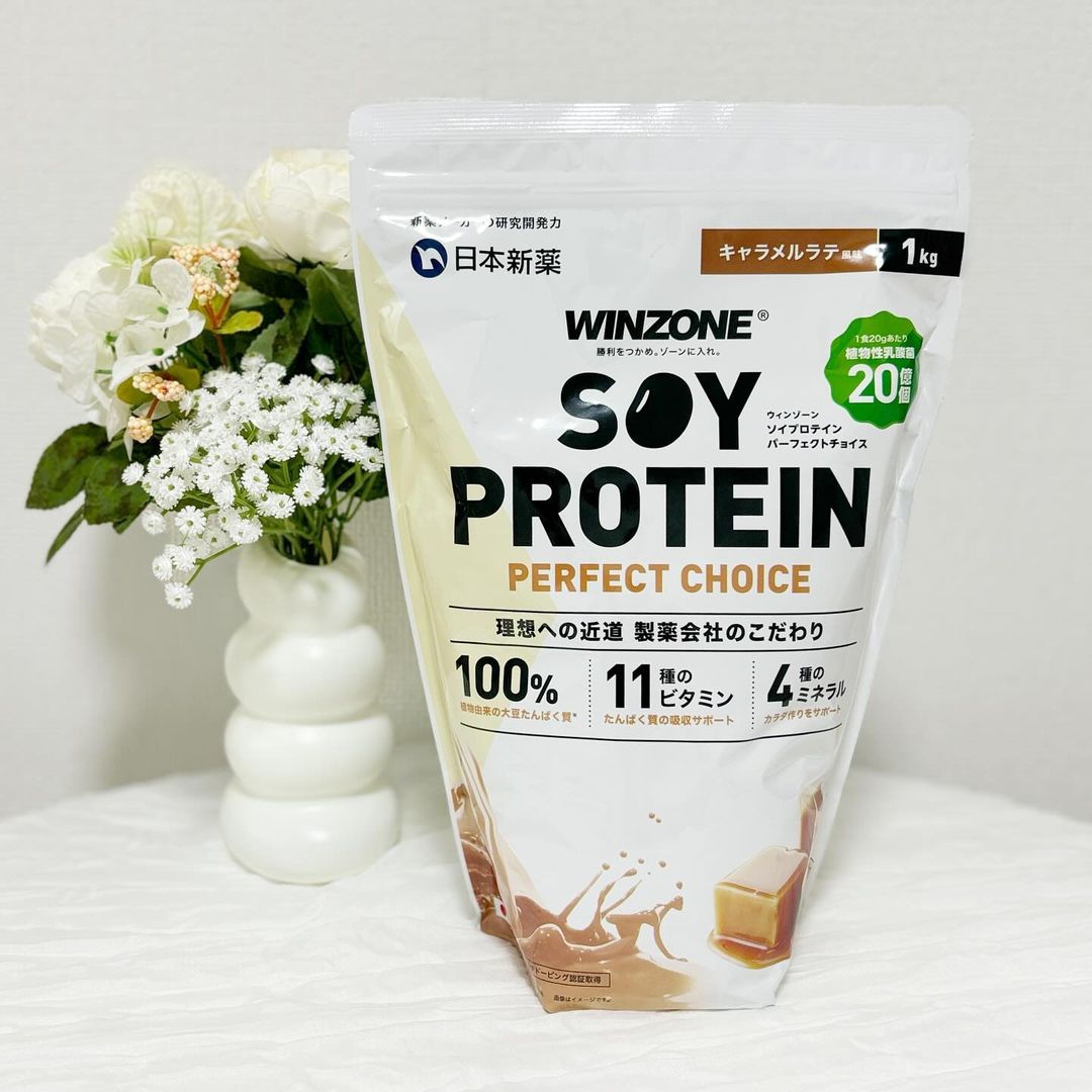 口コミ投稿：・・・WINZONEソイプロテイン PERFECT CHOICE キャラメルラテ風味を1ヶ月ほど飲みま…