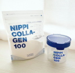 ニッピコラーゲン100 フィッシュタイプ　お試し用  １日５g使用で約20日分  体内に吸収されやすいという低分子コラーゲン100％の粉末です。普段のお料理や飲み物が、専用スプーン約1杯で、5…のInstagram画像