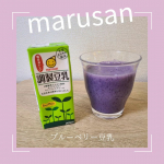 ブルーベリーと調製豆乳をミキサーにかけて、スムージーを作りました💜はちみつを入れようかと思ったけど、ブルーベリーと調製豆乳だけで、ほんのり甘くておいしいです✨「マルサンの調製豆乳」大豆を活か…のInstagram画像