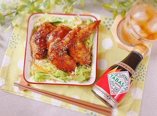 口コミ投稿：旨辛手羽先〜🐓😆🔥正田醤油様の @shoda_shoyu1873 スパイシーしょうゆPlusを使って手羽…