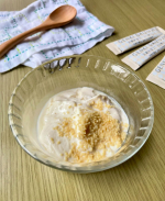 ※最近ハマっているのが、豆乳ヨーグルト作り。ヨーグルトに豆乳を混ぜて寝る前に常温に置いて、翌朝見ると固まってます。普通のヨーグルトよりも酸味がない、まろやかな味です。息子はこちらの方が好きそ…のInstagram画像