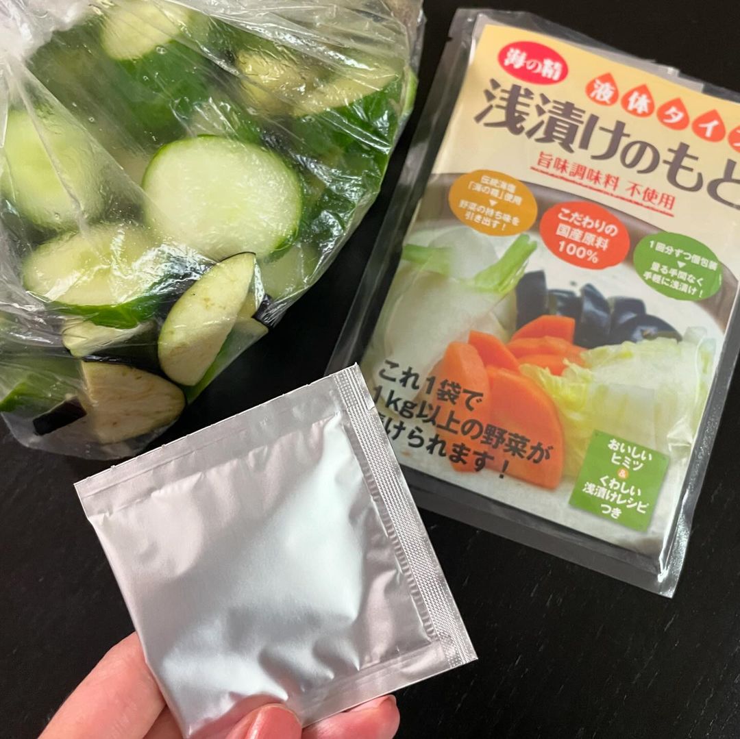 口コミ投稿：海の精　浅漬けのもと❤️⁡1袋100ｇって目安あるから使いやすい‼️✨️⁡⁡伝統海塩「海の精…