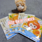 『JUSO BATH POWDER』旅するJUSOちゃんのご当地入浴剤シリーズから＃みかん香りと＃お米の香り🍊🌾重曹(炭酸水素Na：洗浄成分)とエプソムソルト(硫酸Mg：保湿成分)有機…のInstagram画像