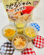🍎🥝🥭新田ゼラチン様の商品＼のせる生ジャムミックス／こちを使ってジャムを作ってみました！今回作ったのは、りんご🍎（角切り、いちょう切りの２種類）ゴールドキウイ🥝冷凍マンゴー🥭（冷凍果実…のInstagram画像