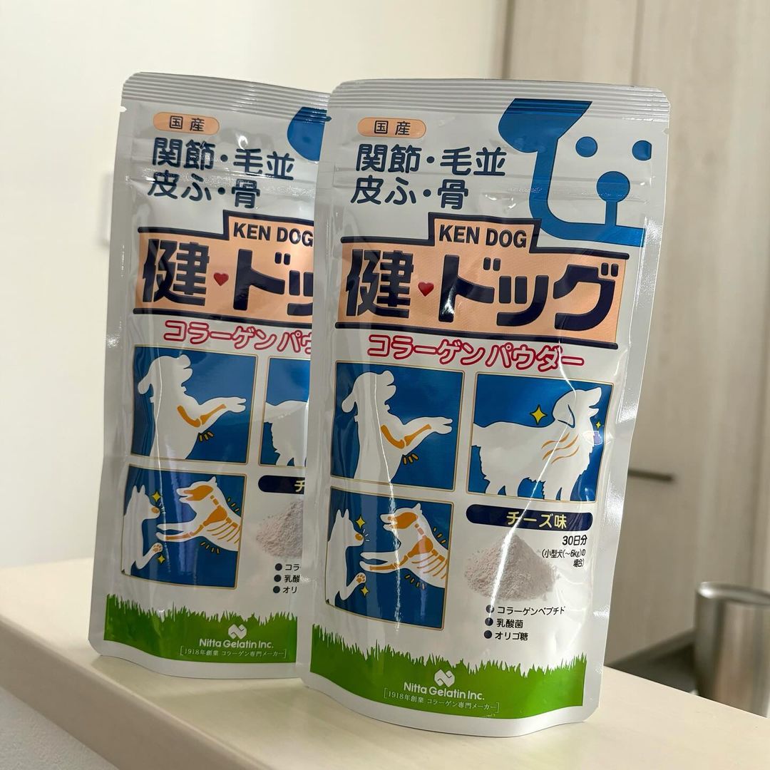 口コミ投稿：【健･ドッグコラーゲンパウダー🐶】\愛犬に人気のチーズ味粉末で🐶の健康管理に/✔︎︎︎︎…