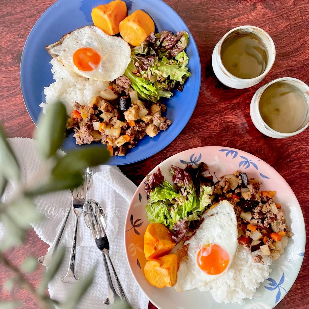 口コミ投稿：...ガパオライスでワンプレートごはん🍽️冷蔵庫にあった野菜をたっぷり入れたよ〜味の…