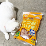  ︎︎ ︎︎うちのにゃんこが大好きな『 かつおだいすき 』を与えてむした！いつものご飯には食いつかないのにかつおぶしをトッピングするだけでバクバクと食べてくれます🙌 ︎︎匂いで分か…のInstagram画像