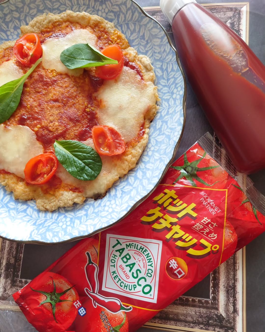 口コミ投稿：甘さ控えめな辛口ケチャップでオートミールのフライパンピザを作ってみました🍕（約二…