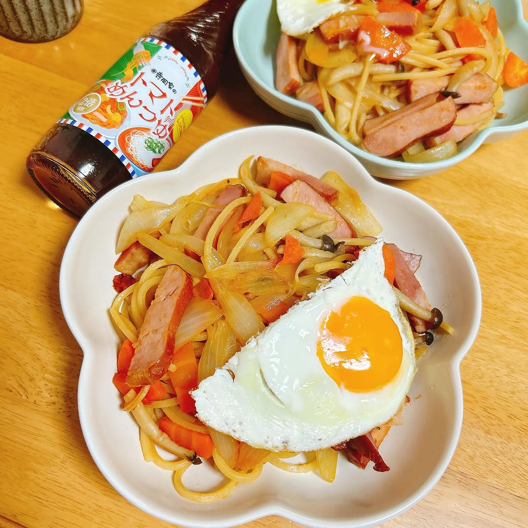 口コミ投稿：今日の晩ごはんは#ナポリタン 🍝目玉焼き🍳乗せ。今日の味付けは@teraoka_soy_sauce 様…