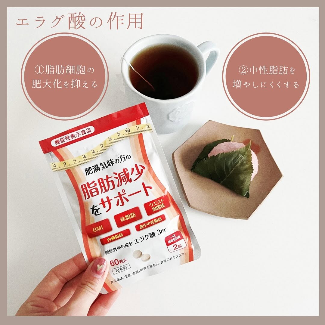 口コミ投稿：⁡⁡⁡肥満気味の方の脂肪減少をサポートする エラグ酸 30日分🔥⁡⁡⁡ついつい食べてしまう…
